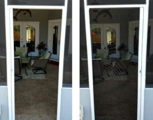 Open and closed view of retractable screen door